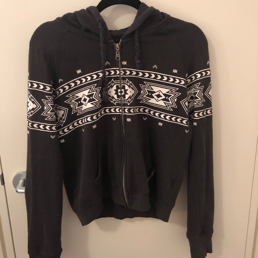 Billabong gray zip up with white design